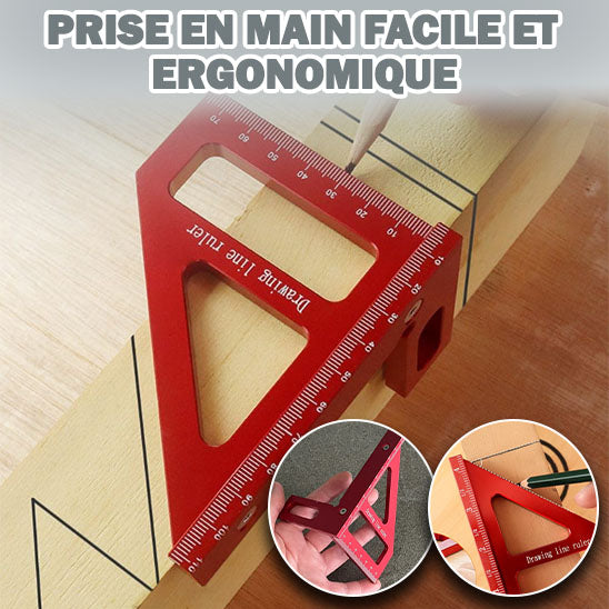 Équerre Métallique - Règle Triangulaire à Onglets